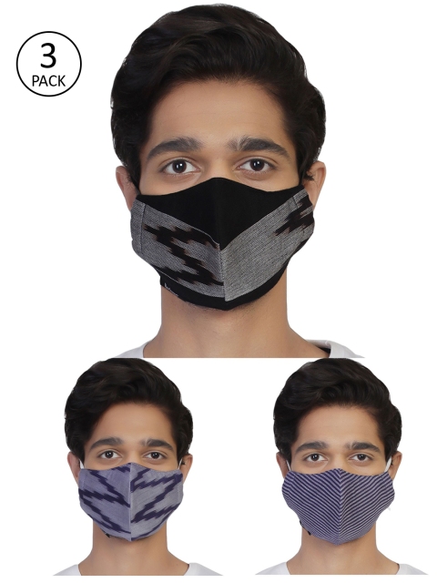 

Anekaant Men Pack Of 3 Reusable 3-Layer Cloth Mask, Multi