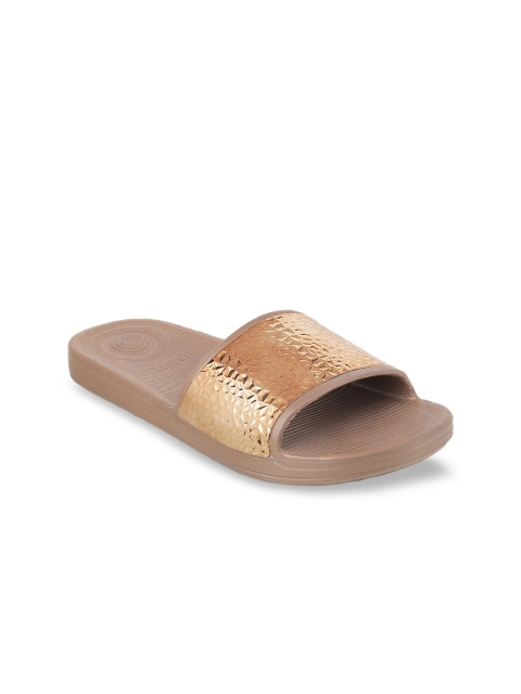 

WALKWAY Women Bronze-Toned Embellished Comfort Heels