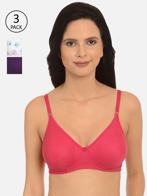 

mod & shy Pack of 3 Printed Non-Wired Non Padded Everyday Bra, Blue