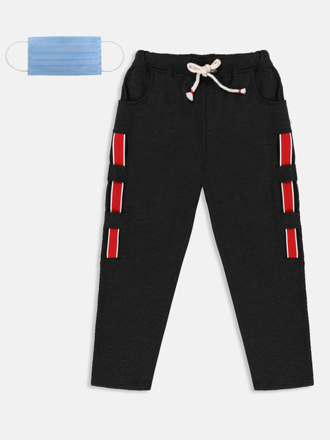 

Lil Tomatoes Boys Black Solid Straight-Fit Track Pants