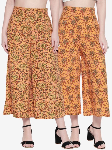 

Desi Weavess Women Pack Of 2 Regular Fit Printed Culottes, Yellow
