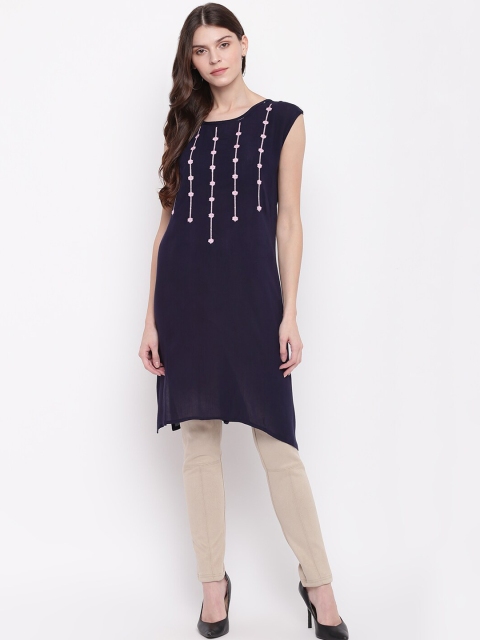 

Napra Women Blue Embroidered A-Line Kurta