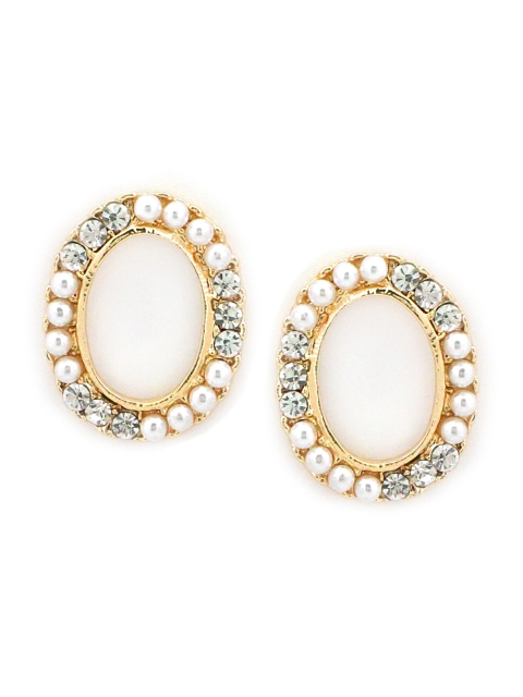 

Sia Art Jewellery Gold-Plated & White Oval Drop Earrings
