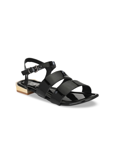 

Zebba Women Black Solid Open Toe Flats