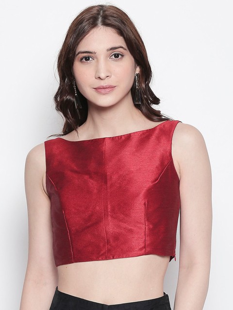 

Desi Weavess Women Red Solid Saree Blouse