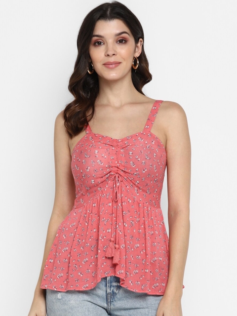 

MIAMINX Women Pink Floral Printed Empire Top