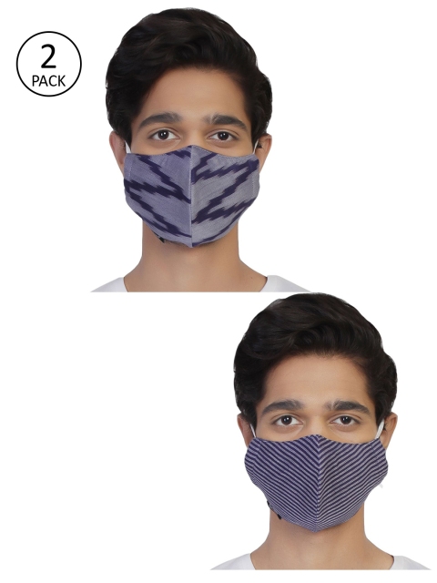 

Anekaant Men Pack Of 2 Printed 3-Ply Reusable Cloth Masks, Grey