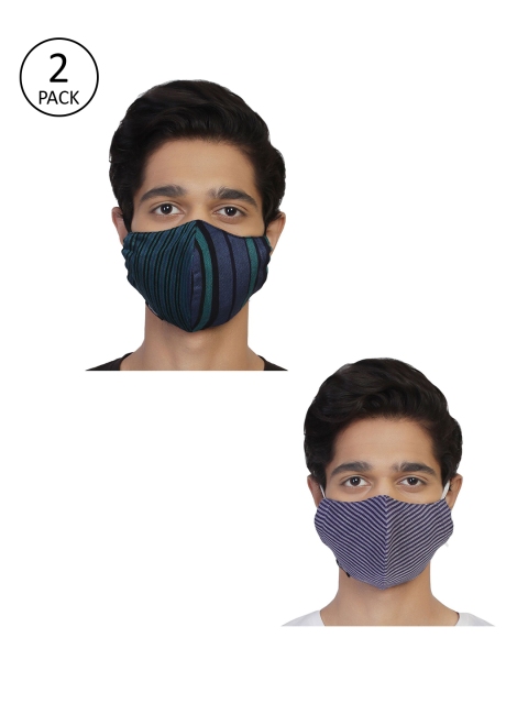 Anekaant Men 2 Pcs 3-Ply Protective Outdoor Reusable Masks, Multi