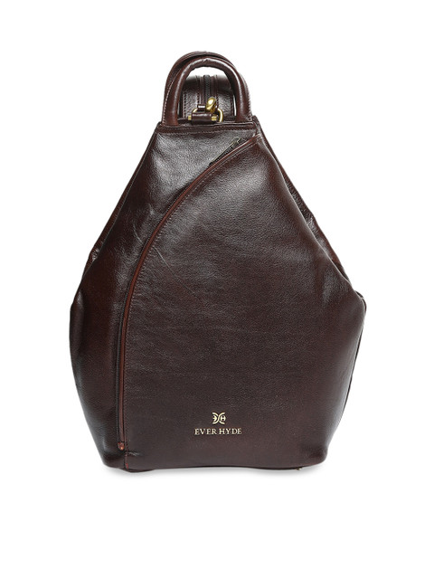 

EVER HYDE Women Brown Solid Leather Backpack