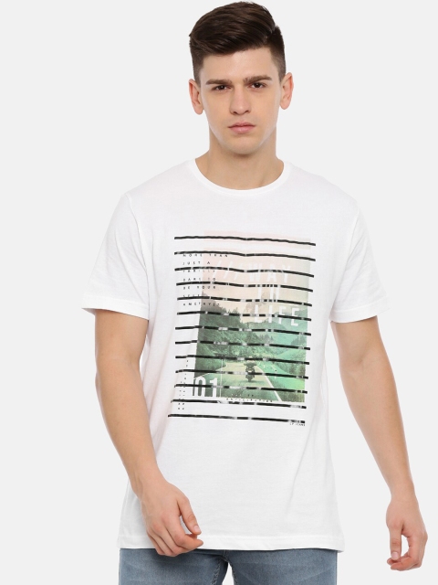 

Classic Polo Men White Printed Round Neck T-shirt
