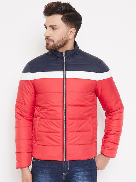 

PERFKT-U Men Red & navy Blue Colourblocked Lightweight Padded Jacket