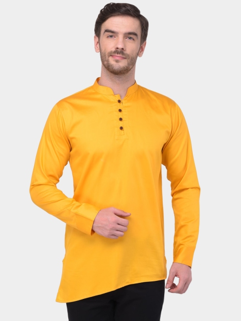 

SG LEMAN Men Yellow Solid Straight Kurta