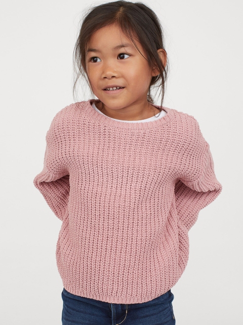 

H&M Girls Pink Knitted Chenille Jumper