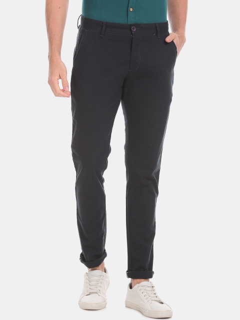 

True Blue Men Navy Blue Slim Fit Solid Chinos