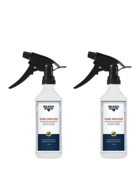 Beardhood Pack Of 2 Hand Sanitizer Spray with 70% Alcohol 500 ml, Transparent