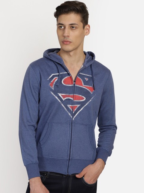 

Free Authority Men Blue Superman Printed Hooded Sweatshirt