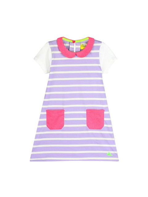 

Cherry Crumble Girls Purple & White Striped A-Line Dress