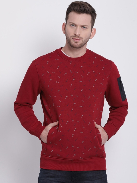 

t-base Men Red Printed Sweatshirt