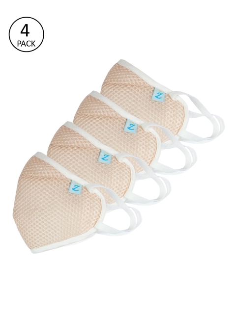 

ZIYAA Unisex 4-Pcs 4-Ply Reusable Antibacterial Safety Shield Z95 Masks, Beige