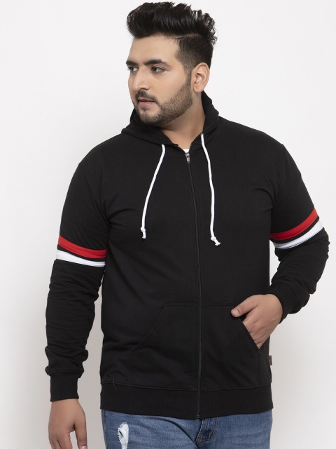 

Rodzen Men Black Solid Hooded Sweatshirt