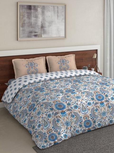 

DDecor Blue & White Ethnic Motifs Printed Double Queen Bedding Set