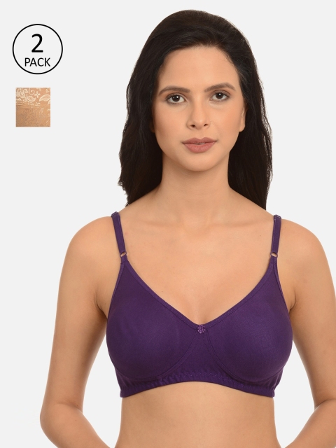 

mod & shy Purple & Beige Pack of 2 Solid Everyday Bra & Minimiser Bra MS12984