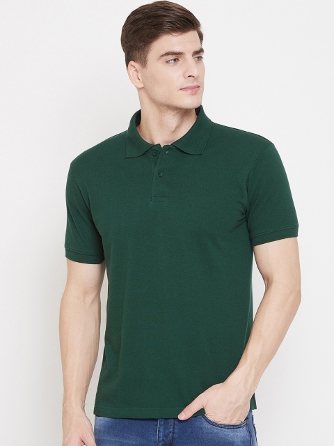 

wesquare Men Green Solid Polo Collar T-shirt