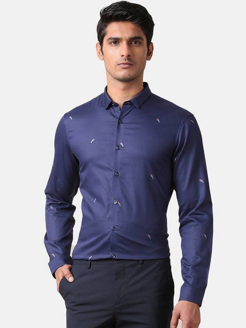 

True Blue Men Navy Blue Slim Fit Solid Casual Shirt