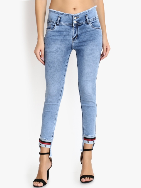 

Perfect Outlet Women Blue Skinny Fit High-Rise Clean Look Cropped Jeans