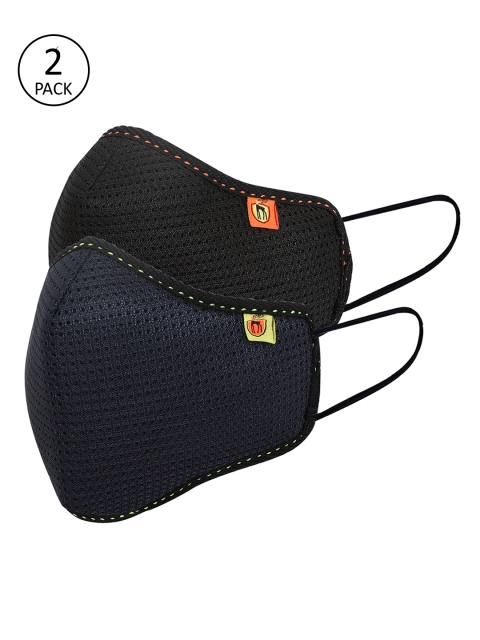Marc Loire Unisex 2 Pcs 4-Ply Reusable Outdoor Masks, Navy blue