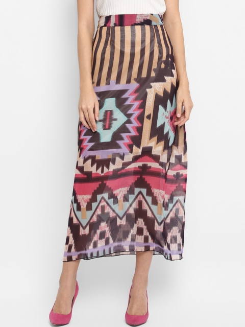 

TRENDY DIVVA Women Beige & Brown Printed A-Line Long Skirt