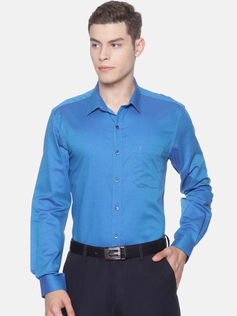 

RAMRAJ COTTON Men Blue Smart Slim Fit Solid Formal Shirt