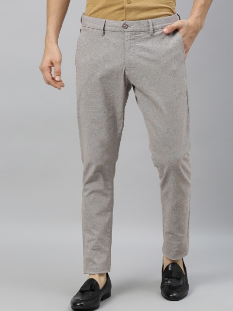 

RARE RABBIT Men Beige & Grey Regular Fit Solid Regular Trousers