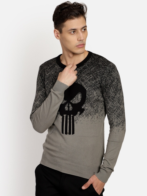 

Free Authority Punisher Featured Men Grey Black Printed Sweater