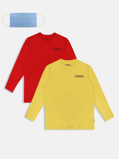 

Lil Tomatoes Boys Pack Of 2 Solid Round Neck T-shirts, Yellow
