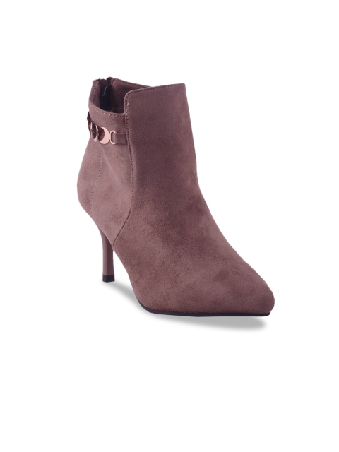 

MSC Women Mauve Solid Heeled Boots with Embellishments