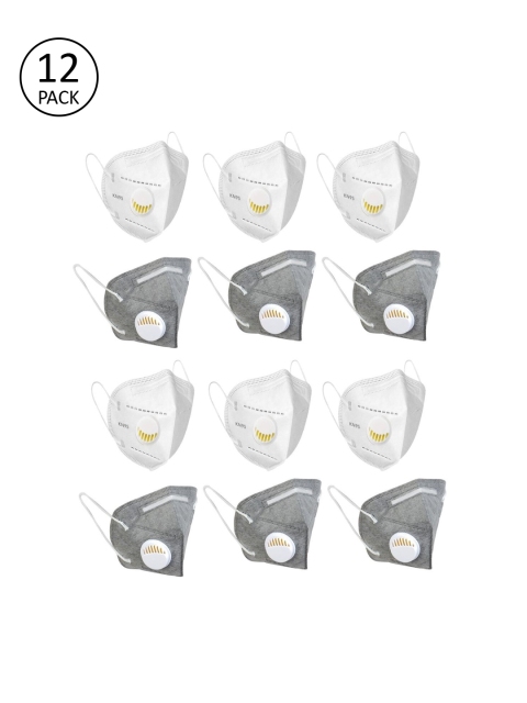 

OOMPH Unisex 12 Pcs 5-Ply Valved Anti-Pollution Reusable KN95 Masks, White
