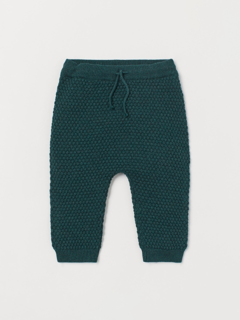 

H&M Unisex Kids Green Self Design Textured-Knit Trousers