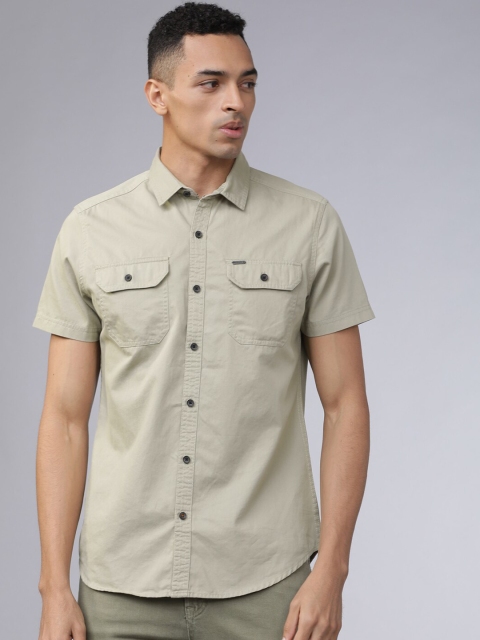 

Ecko Unltd Men Khaki Slim Fit Solid Casual Shirt