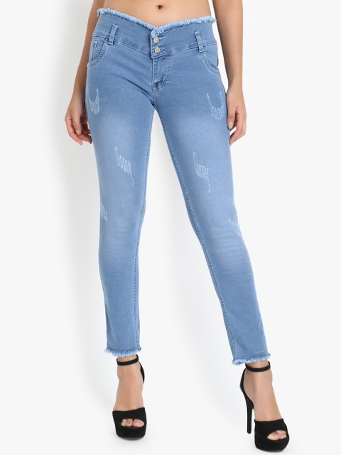 

Perfect Outlet Women Blue Skinny Fit High-Rise Low Distress Jeans