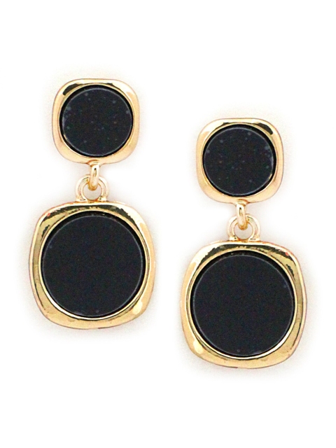 

Sia Art Jewellery Gold-Plated & Black Geometric Drop Earrings