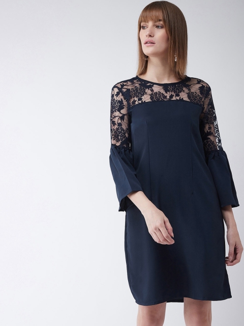 

Miss Chase Women Navy Blue Solid A-Line Dress