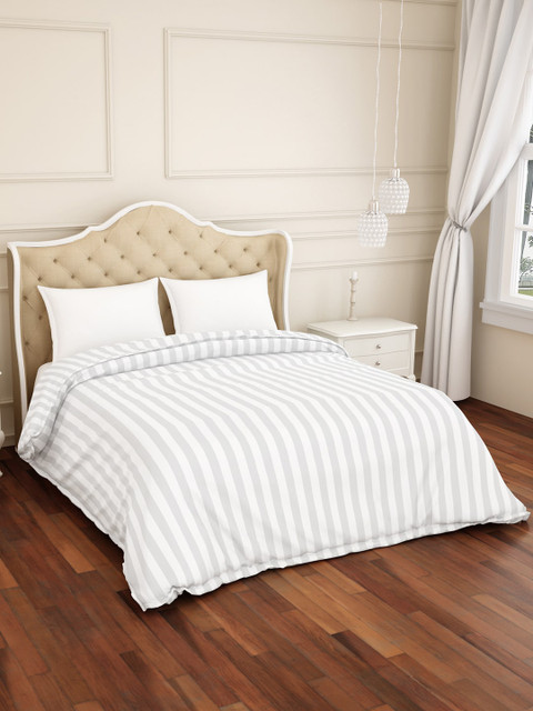 

SPACES White Striped 210 TC Cotton Double Duvet Cover