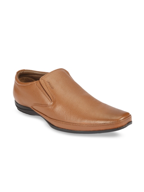 

ATTILIO by Ruosh Men Tan Brown Solid Leather Formal Slip-Ons