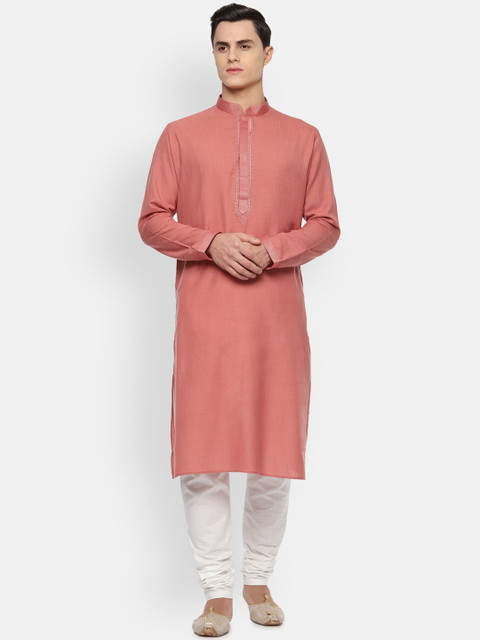 

Louis Philippe Men Pink & White Yoke Design Kurta with Pyjamas