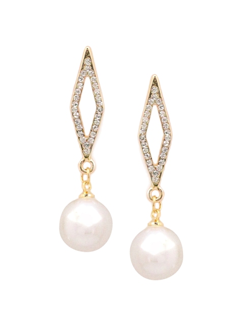 

Sia Art Jewellery Gold-Plated & White Diamond Shaped Drop Earrings