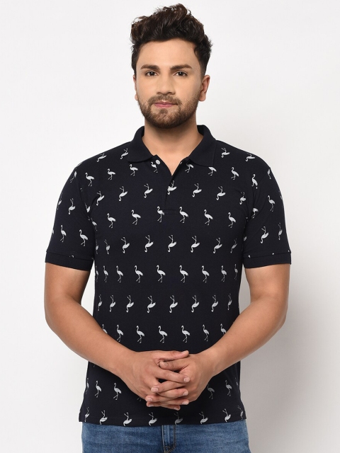

ELEGANCE Men Navy Blue Printed Polo Collar T-shirt