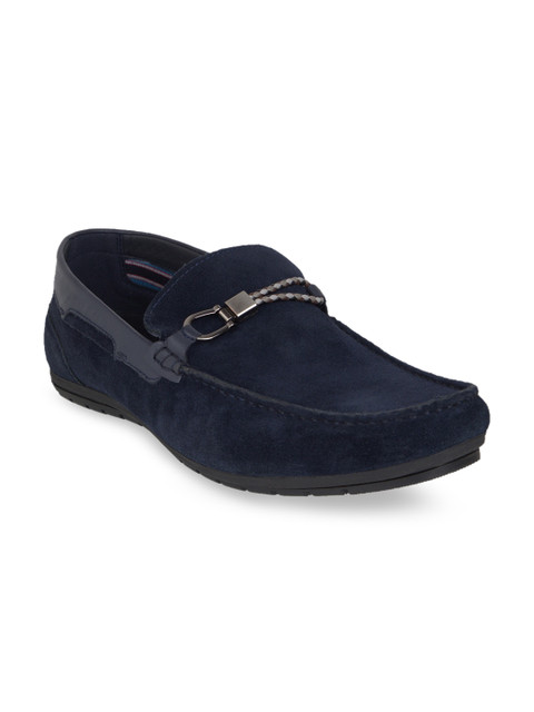 

Buckaroo Men Navy Blue Leather Horsebit Loafers