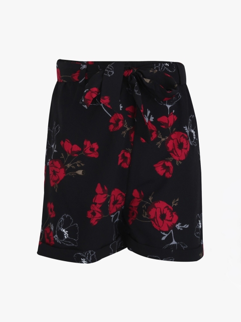 

Tiddlywings Girls Black Floral Printed Regular Shorts