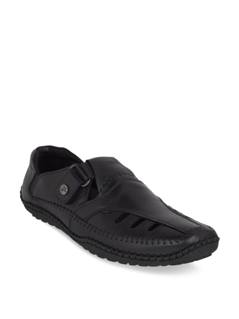 

Buckaroo Men Black Shoe-Style Leather Sandals